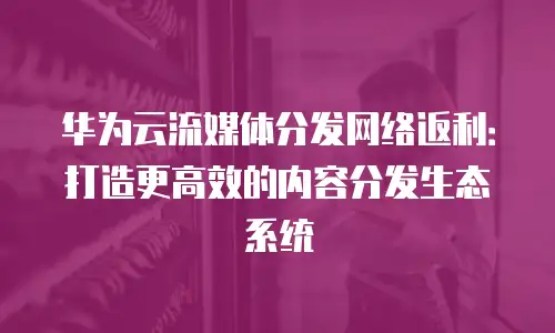 华为云流媒体分发网络返利：打造更高效的内容分发生态系统