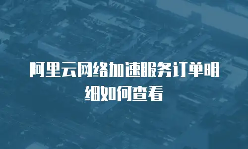 阿里云网络加速服务订单明细如何查看