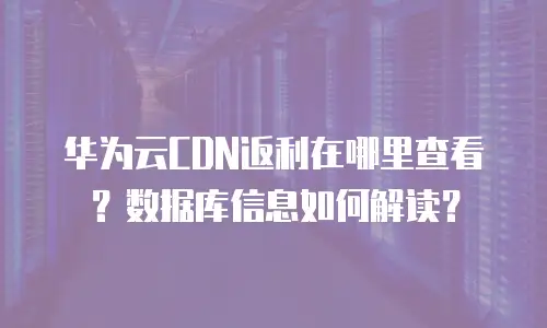 华为云CDN返利在哪里查看？数据库信息如何解读？