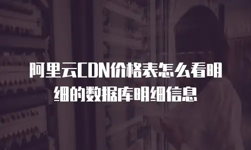 阿里云CDN价格表怎么看明细的数据库明细信息