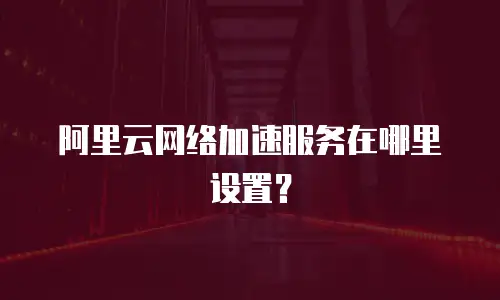 阿里云网络加速服务在哪里设置？