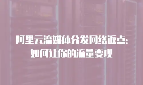 阿里云流媒体分发网络返点：如何让你的流量变现