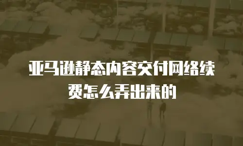 亚马逊静态内容交付网络续费怎么弄出来的