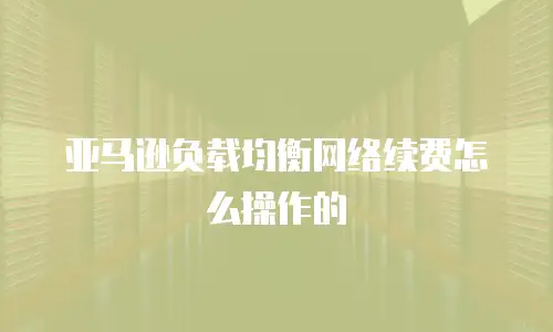 亚马逊负载均衡网络续费怎么操作的