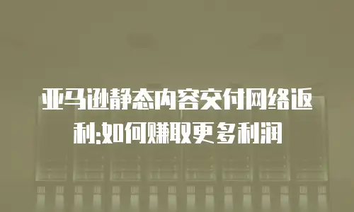 亚马逊静态内容交付网络返利:如何赚取更多利润