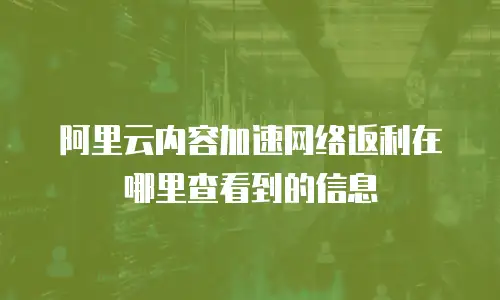 阿里云内容加速网络返利在哪里查看到的信息