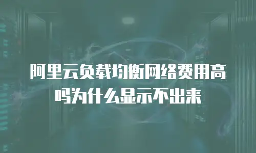 阿里云负载均衡网络费用高吗为什么显示不出来