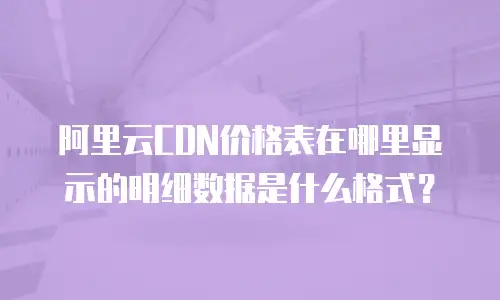 阿里云CDN价格表在哪里显示的明细数据是什么格式？