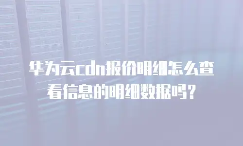 华为云cdn报价明细怎么查看信息的明细数据吗？