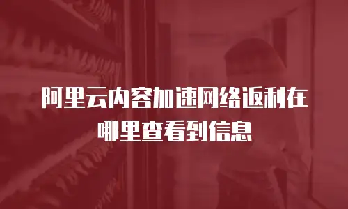 阿里云内容加速网络返利在哪里查看到信息