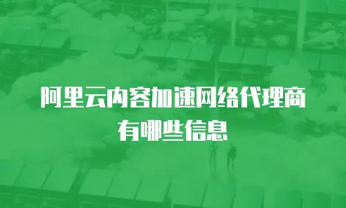  阿里云内容加速网络代理商有哪些信息