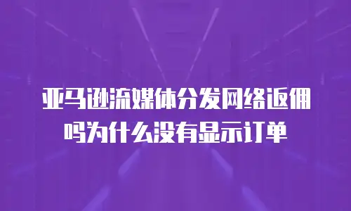 亚马逊流媒体分发网络返佣吗为什么没有显示订单