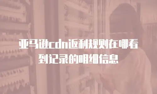 亚马逊cdn返利规则在哪看到记录的明细信息