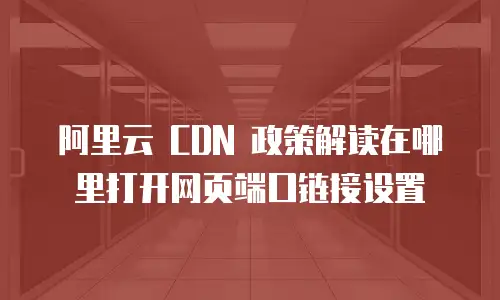 阿里云 CDN 政策解读在哪里打开网页端口链接设置