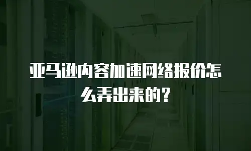亚马逊内容加速网络报价怎么弄出来的？