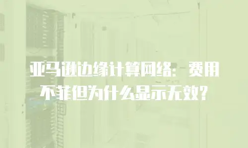 亚马逊边缘计算网络：费用不菲但为什么显示无效？