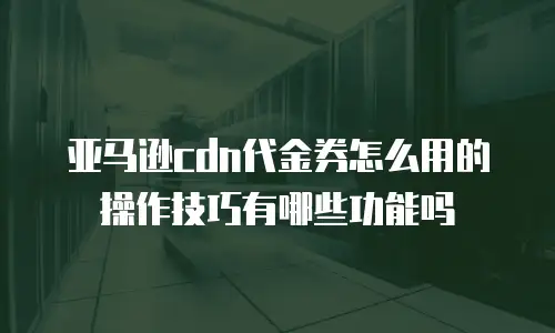 亚马逊cdn代金券怎么用的操作技巧有哪些功能吗