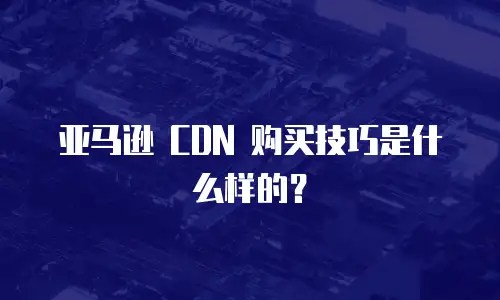 亚马逊 CDN 购买技巧是什么样的？