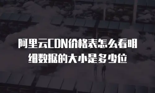 阿里云CDN价格表怎么看明细数据的大小是多少位
