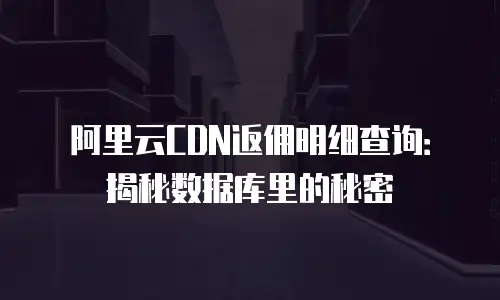阿里云CDN返佣明细查询：揭秘数据库里的秘密