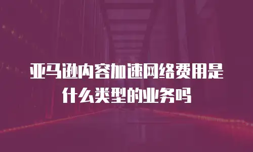 亚马逊内容加速网络费用是什么类型的业务吗