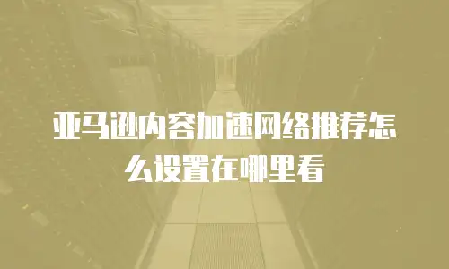 亚马逊内容加速网络推荐怎么设置在哪里看