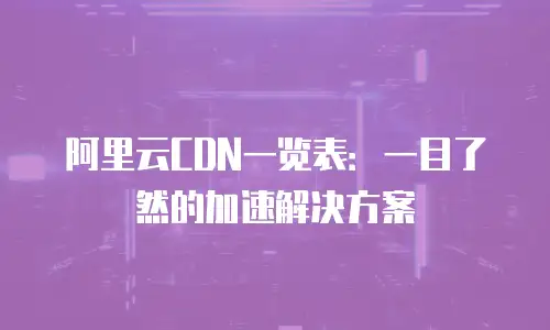 阿里云CDN一览表：一目了然的加速解决方案