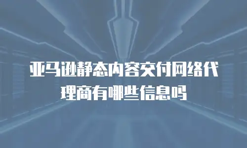 亚马逊静态内容交付网络代理商有哪些信息吗