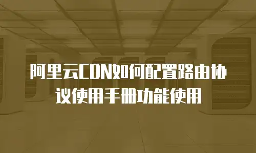 阿里云CDN如何配置路由协议使用手册功能使用