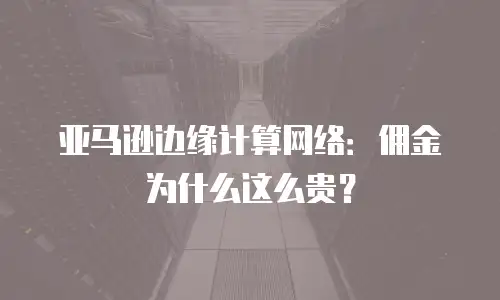 亚马逊边缘计算网络：佣金为什么这么贵？