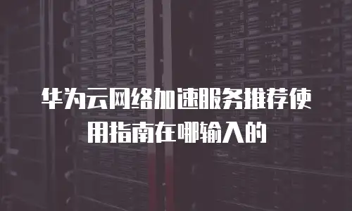 华为云网络加速服务推荐使用指南在哪输入的