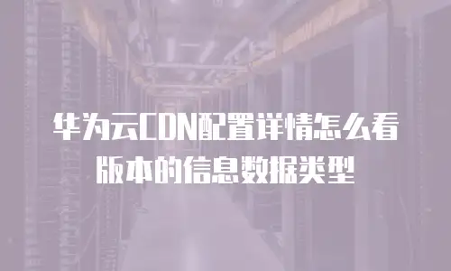 华为云CDN配置详情怎么看版本的信息数据类型