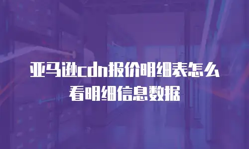 亚马逊cdn报价明细表怎么看明细信息数据