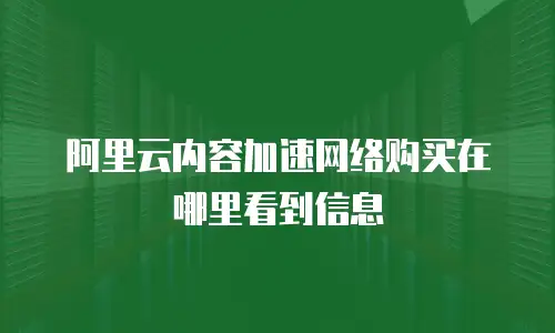 阿里云内容加速网络购买在哪里看到信息