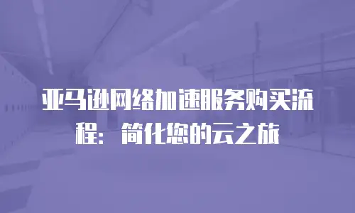 亚马逊网络加速服务购买流程：简化您的云之旅