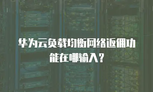 华为云负载均衡网络返佣功能在哪输入？