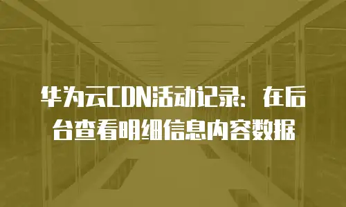 华为云CDN活动记录：在后台查看明细信息内容数据