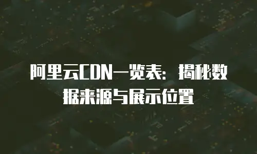 阿里云CDN一览表：揭秘数据来源与展示位置