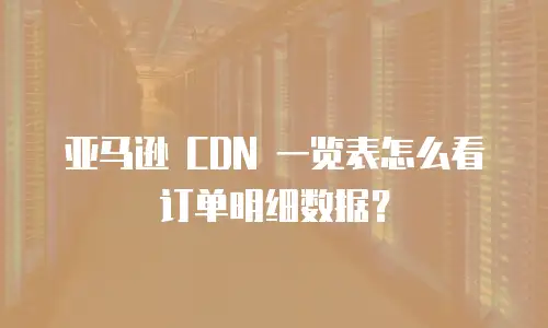 亚马逊 CDN 一览表怎么看订单明细数据？