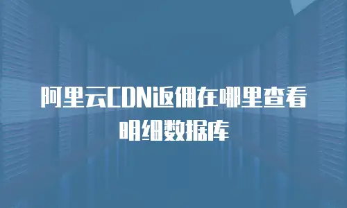 阿里云CDN返佣在哪里查看明细数据库
