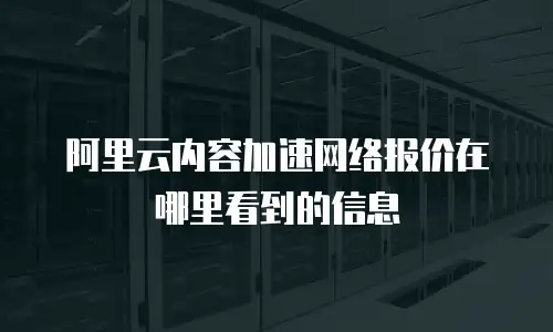 阿里云内容加速网络报价在哪里看到的信息