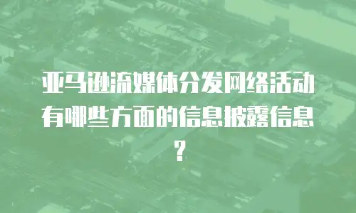 亚马逊流媒体分发网络活动有哪些方面的信息披露信息？