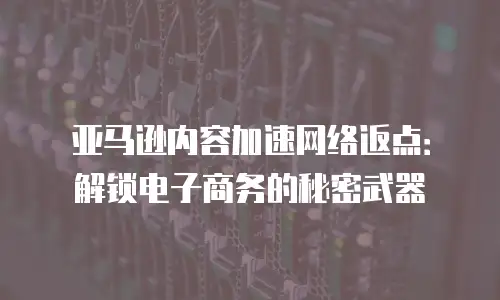 亚马逊内容加速网络返点：解锁电子商务的秘密武器