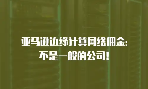 亚马逊边缘计算网络佣金：不是一般的公司！