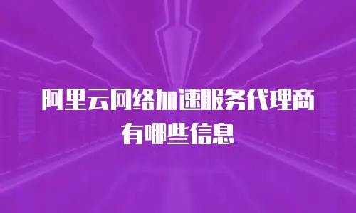 阿里云网络加速服务代理商有哪些信息
