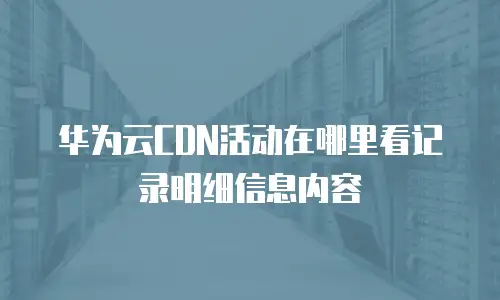华为云CDN活动在哪里看记录明细信息内容