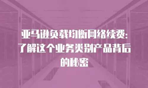 亚马逊负载均衡网络续费：了解这个业务类别产品背后的秘密