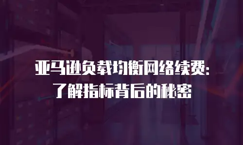 亚马逊负载均衡网络续费：了解指标背后的秘密