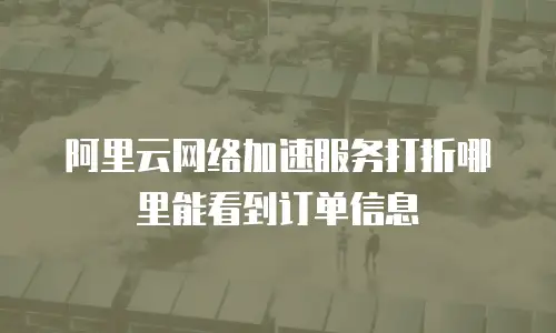 阿里云网络加速服务打折哪里能看到订单信息