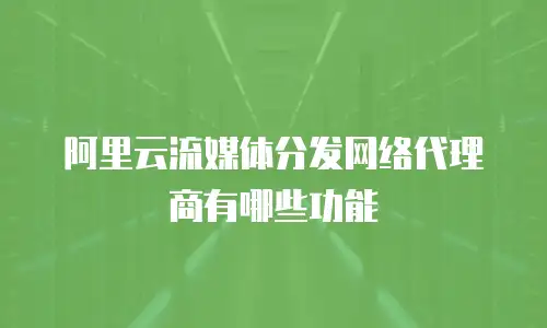 阿里云流媒体分发网络代理商有哪些功能